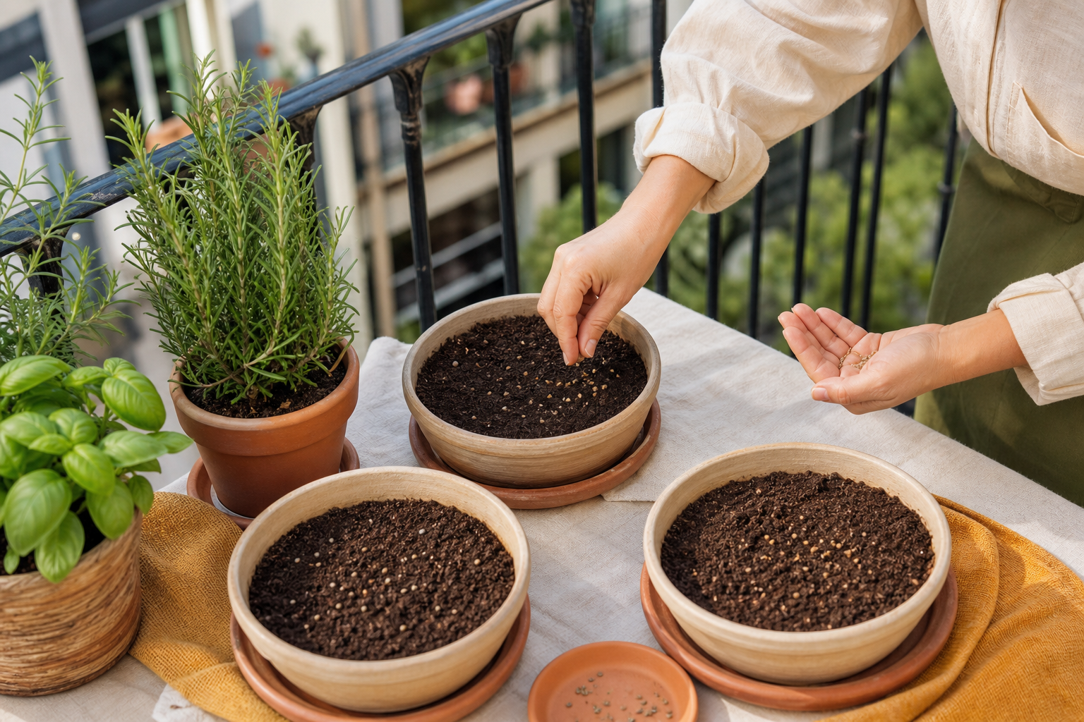 Cómo sembrar aromáticas en macetas de balcón
